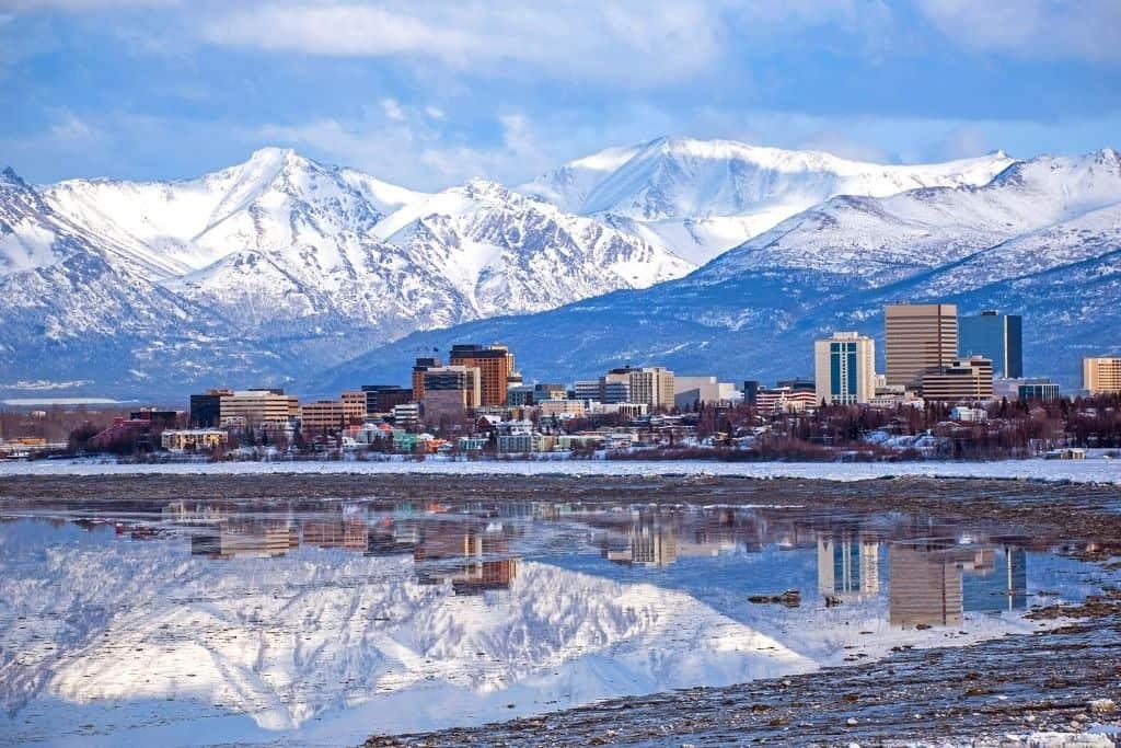 The Anchorage Alaska skyline and one of the best towns in Alaska.