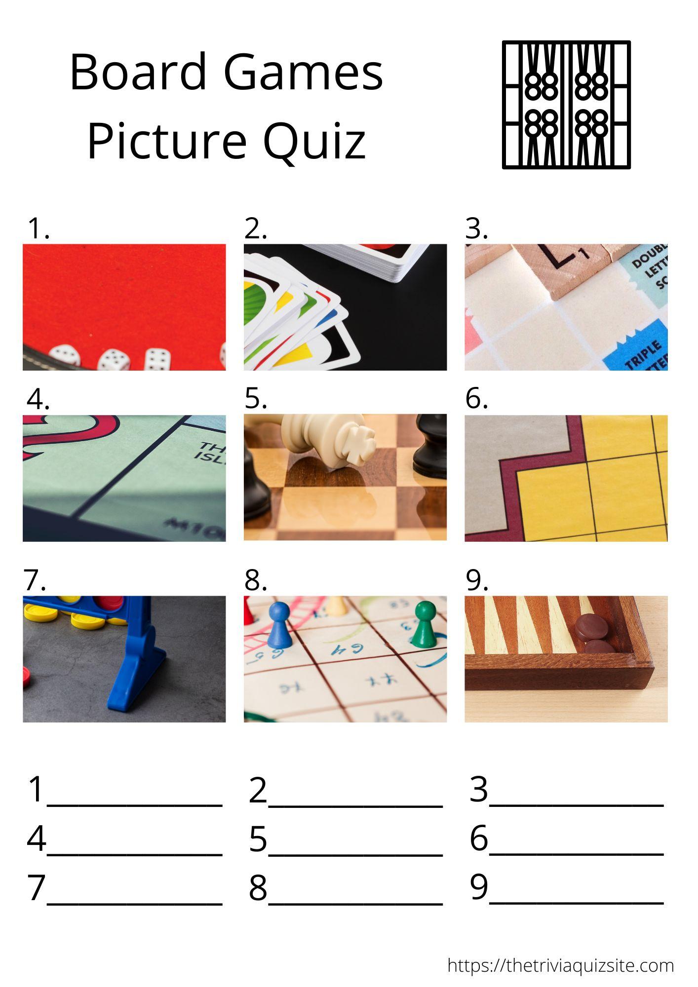 Board games picture quiz round